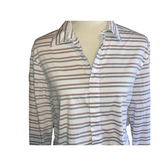 Perry Ellis Slim Fit Stretch Long Sleeve Striped Multi-Color Button Down Shirt S - Picture 6 of 8